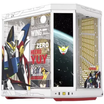 HYTE Y70 Touch Infinite Gundam Wing Edition mid-tower-kabinet, dobbelt hærdet glas, 4K-touchskærm, hvid