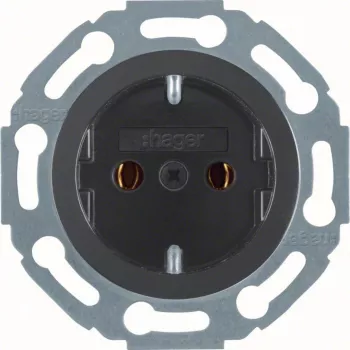 Hager WTS1100BG Witty SCHUKO Socket Outlet with Push-in Terminals, Glass Frame, Glossy Black
