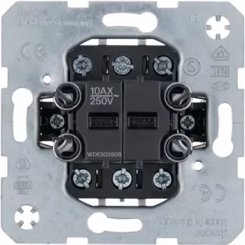 Hager WDE303808 dobbelt vekselafbryder-indsats, 2-faset, 10AX, indbygning, separate indgange