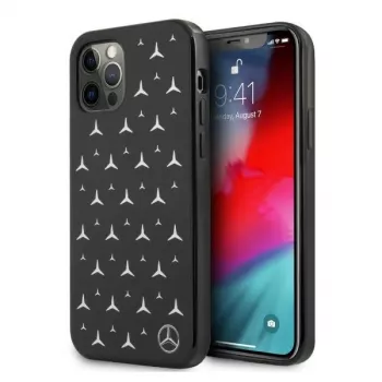 Mercedes-Benz iPhone 12 Pro Max hardcase sølv stjernemønster sort