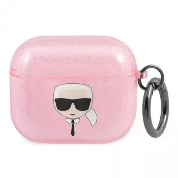 Karl Lagerfeld KLA3UKHGP Glitter Karl's Head AirPods 3 etui - pink