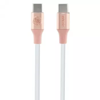 GUESS GUCCLALRGDP USB-C til USB-C hurtigladningskabel 1,5 m pink med præget logo
