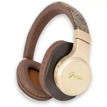GUESS 4G Script Metal Logo trådløse on-ear-hovedtelefoner Bluetooth 5.3 brun
