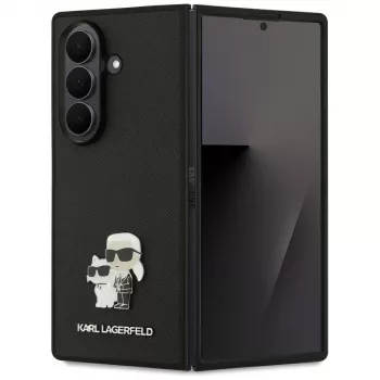Karl Lagerfeld Saffiano Karl & Choupette pin-etui til Samsung Galaxy Z Fold7 – sort