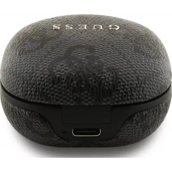 Guess 4G Classic Metal Logo True Wireless Bluetooth-høretelefoner med ENC og opladningsetui, sort