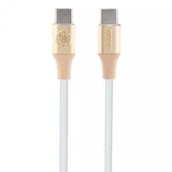 GUESS GUCCLALRGDD USB-C til USB-C-kabel 1,5 m hurtigopladning lyseguld præget logo