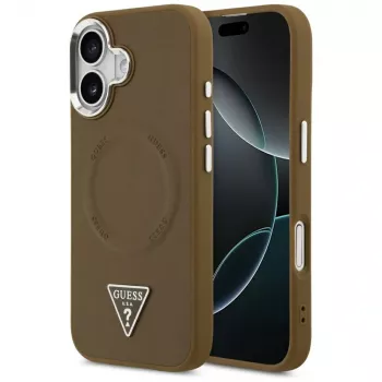 GUESS Triangle Logo MagSafe-cover til iPhone 17 – brun