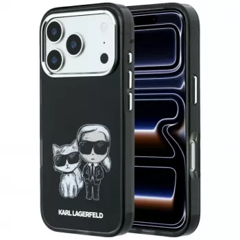 Karl Lagerfeld Smooth Karl & Choupette Bodies Sketch MagSafe-cover til iPhone 18 Pro / 17 Pro – sort