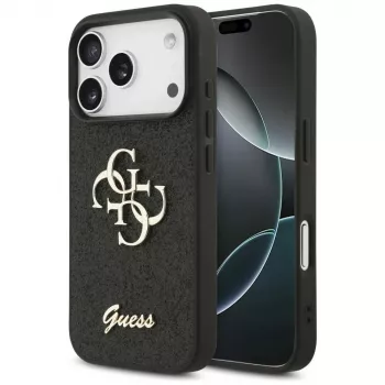 GUESS Fixed Glitter Big 4G cover til iPhone 18 Pro / 17 Pro – sort