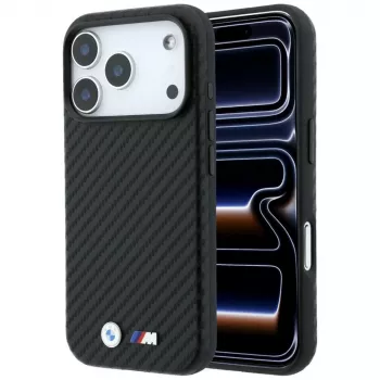 BMW M Carbon Metal Logo MagSafe-cover til iPhone 18 Pro / 17 Pro – sort