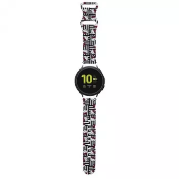 Hello Kitty Universelt silikonearmbånd til smartwatches HKUWMSDIESK Heads & Stripes sort 20mm