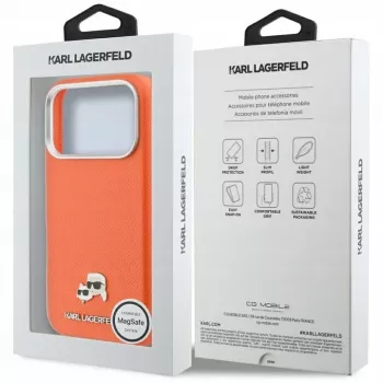 Karl Lagerfeld Karl & Choupette Head Pins Saffiano MagSafe-cover til iPhone 17 Pro - Orange