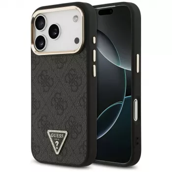 GUESS 4G Triangle Logo MagSafe-cover til iPhone 18 Pro / 17 Pro - sort & guld