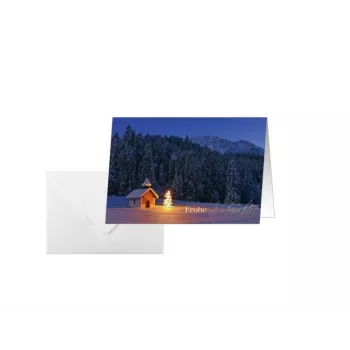 SIGEL DS096 julekort A6 motiv julekapel, 10 kort med kuverter