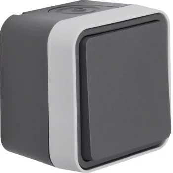 Hager WNC011 overflademonteret dobbeltkontakt, serie W.1, IP55, grå