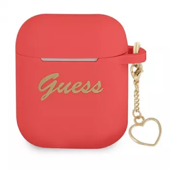 GUESS GUA2LSCHSR AirPods 1/2-etui rød silikone Charm Heart Collection