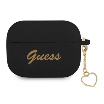GUESS GUAPLSCHSK AirPods Pro-etui sort silikone Charm Heart Collection