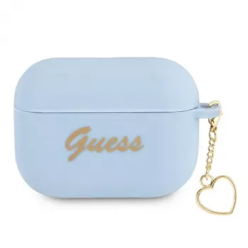 Guess GUAPLSCHSB AirPods Pro cover blå Silikone Charm Heart Collection