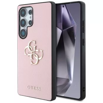 GUESS Grained Big 4G Logo Small Classic Logo cover til Samsung Galaxy S25 Ultra - Pink