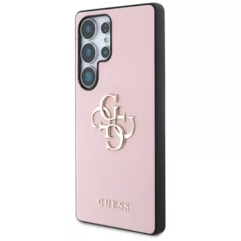 GUESS Grained Big 4G Logo Small Classic Logo cover til Samsung Galaxy S25 Ultra - Pink