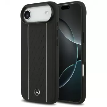 Mercedes-Benz Leather Star Pattern Stripes MagSafe Case for iPhone Air, Black
