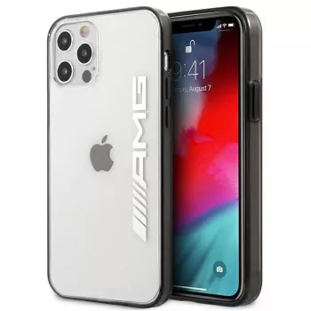 AMG AMHCP12LAESLBK iPhone 12 Pro Max Gennemsigtigt hardcase med metallisk lakeret sort ramme