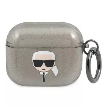 Karl Lagerfeld KLA3UKHGK AirPods 3-cover sort Glitter Karl's Head