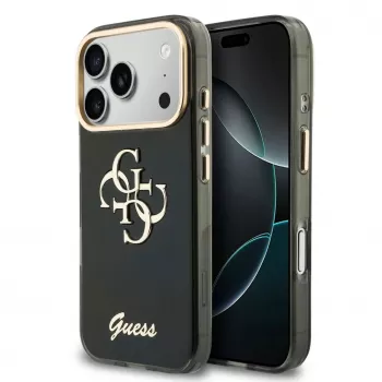 GUESS IML 4G Script Metal-cover til iPhone 18 Pro / 17 Pro - sort