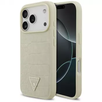 GUESS Croco Triangle Logo MagSafe-cover til iPhone 17 Pro - guld