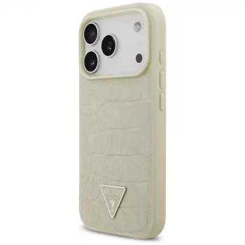 GUESS Croco Triangle Logo MagSafe-cover til iPhone 17 Pro - guld