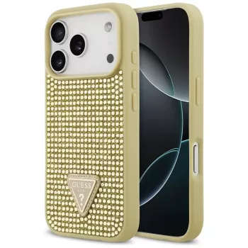 GUESS Rhinestone Triangle Logo-cover til iPhone 17 Pro - guld