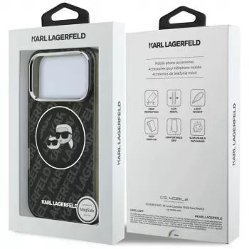 Karl Lagerfeld IML Glitter Karl & Choupette Heads Logo MagSafe-cover til iPhone 17 Pro - sort