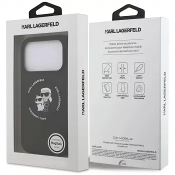 Karl Lagerfeld Silikone Karl & Choupette Ring MagSafe-cover til iPhone 17 Pro Max - sort