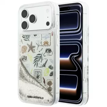 Karl Lagerfeld Liquid Glitter Beach & Sand-cover til iPhone 18 Pro Max / 17 Pro Max – Beige