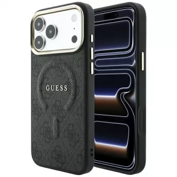 GUESS Embossed 4G Classic MagSafe-cover til iPhone 17 Pro / 18 Pro - sort