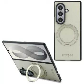 Guess Magnetic Ring Stand Grained Classic Logo MagSafe-cover til Samsung Galaxy Z Fold 8 Ultra (beige)