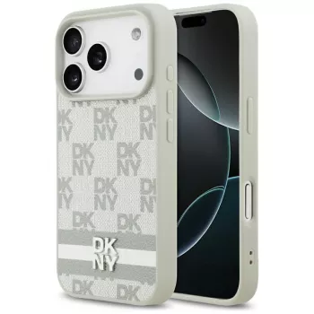 DKNY ternet mønster med påtrykte striber cover til iPhone 17 Pro - beige