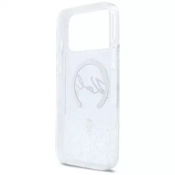 Karl Lagerfeld Liquid Glitter Karl Script Logo MagSafe-cover til iPhone 17 Pro Max, transparent