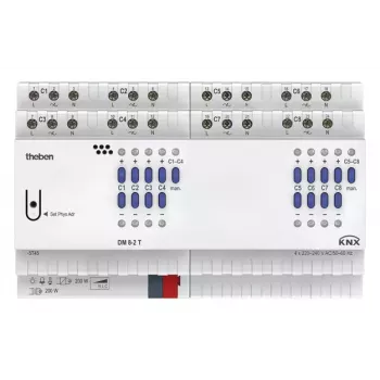 THEBEN THE DM 8-2 T KNX universel dimmer, 8-kanal, 250 W/VA pr. kanal, DIN-skinne