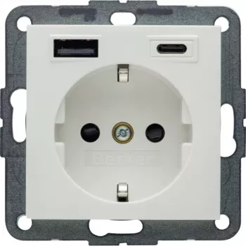 Berker S.1 SCHUKO-stikdåse med USB-C PD 20W, polarhvid mat