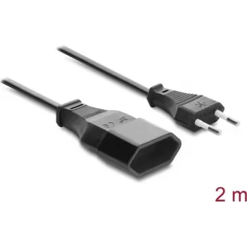 Delock eurostik-forlængerkabel CEE 7/16 stik til hunstik 2 x 0,75 mm², 2 m, sort