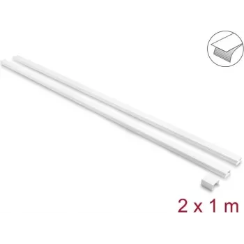 Delock selvklæbende kabelkanal med skydelåg 24 x 14 mm inkl. samlestykker - 1 m længde, 2-pak, hvid