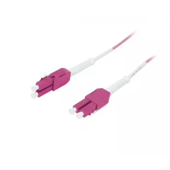 SYNERGY21 OM4 LC til LC Duplex Uniboot Push-Pull fiberoptisk patchkabel, 5m, aqua, LSZH, 2mm