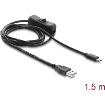 Delock USB-strømkabel Type-A han til USB Type-C™ han med kontakt 1,5 m