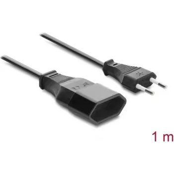 Delock Europlug-forlængerkabel CEE 7/16 stik til stikdåse 2 x 0,75 mm², 1 m, sort