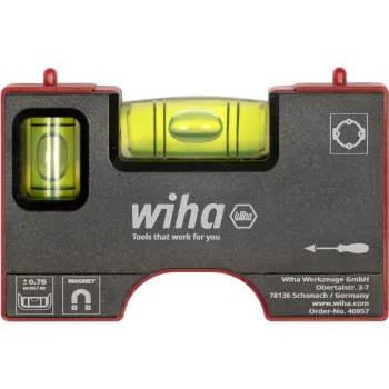 WIHA mini-vaterpas Pocket 8 cm grå/rød med magnet