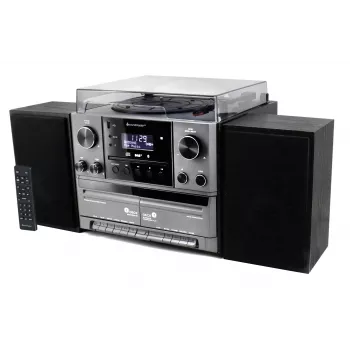 Soundmaster MCD5600SW Stereo Music Center with DAB+ Radio, CD Player, Turntable, Dual Cassette Deck, Bluetooth, USB Recording - Black
