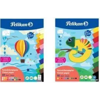 Pelikan kartonblok DIN A3, 10 blade, 10 forskellige farver, 120 g/m², limet i toppen