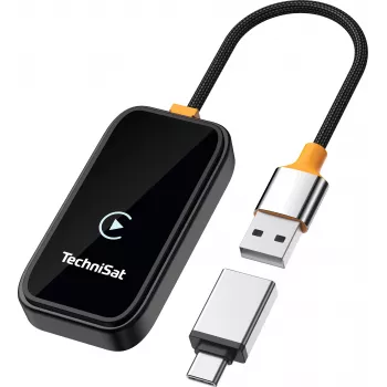 TechniSat Technicast 100 trådløs CarPlay- & Android-Auto-adapter – sort, USB-C, plug & play