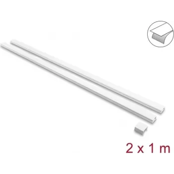 Delock selvklæbende kabelkanal med skydelåg 30 x 14 mm inkl. forbindere - 1 m, 2-pak, hvid